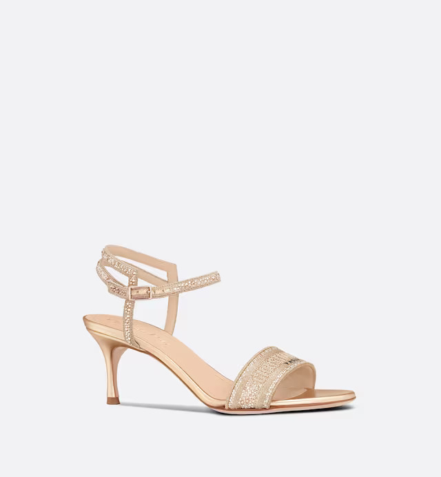 Giày Cao Gót Dior Dway Heeled Sandal Nữ Vàng Gold