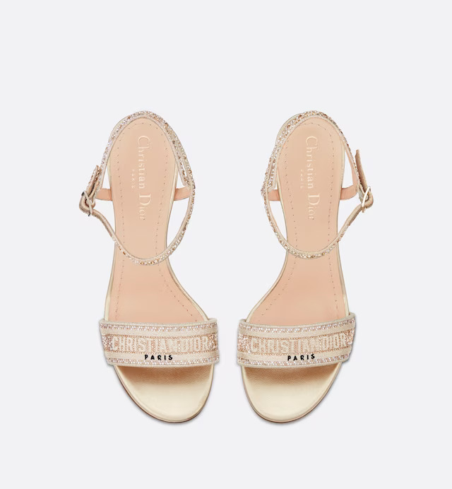 Giày Cao Gót Dior Dway Heeled Sandal Nữ Vàng Gold