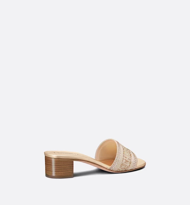 Giày Cao Gót Dior Dway Heeled Slide Nữ Vàng Gold