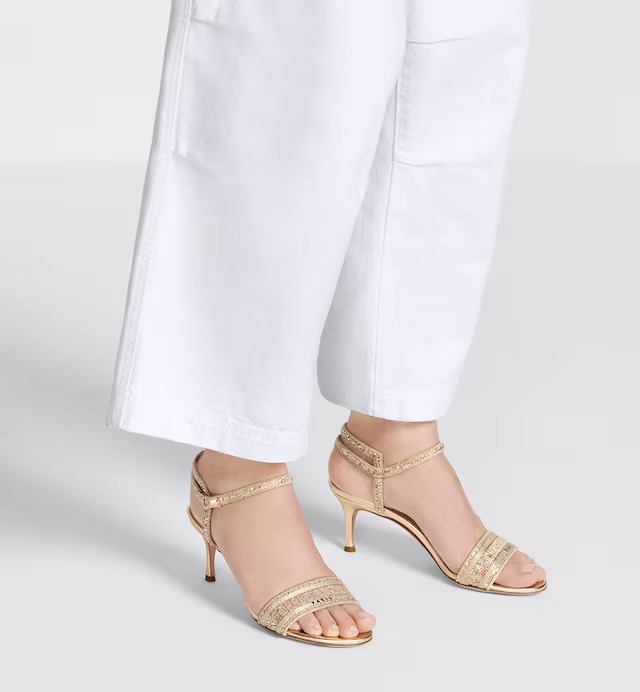 Giày Cao Gót Dior Dway Heeled Sandal Nữ Vàng Gold