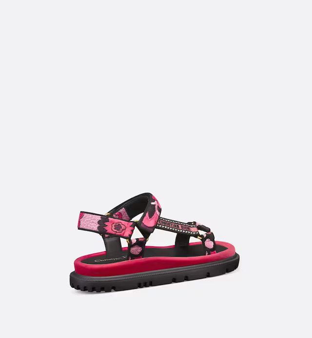 Dép Dior D-Wave Sandal Nữ Hồng Đen