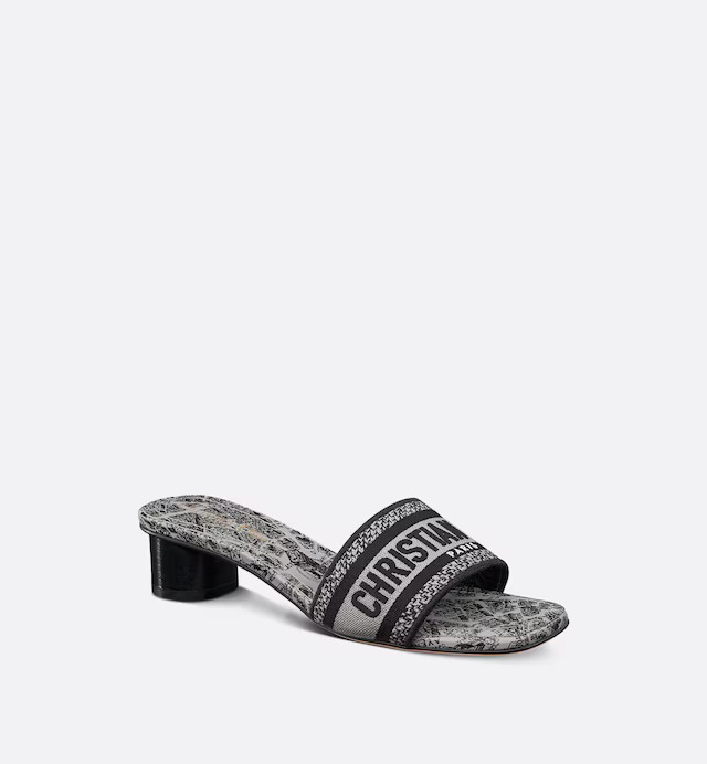 Guốc Dior Dway Heeled Slide Nữ Xám Đen