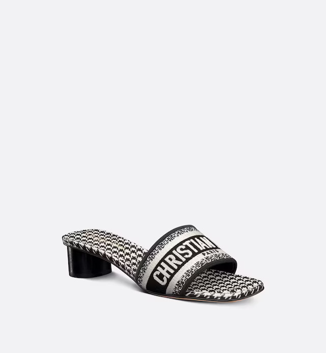 Dép Dior Dway Heeled Slide Nữ Đen Trắng