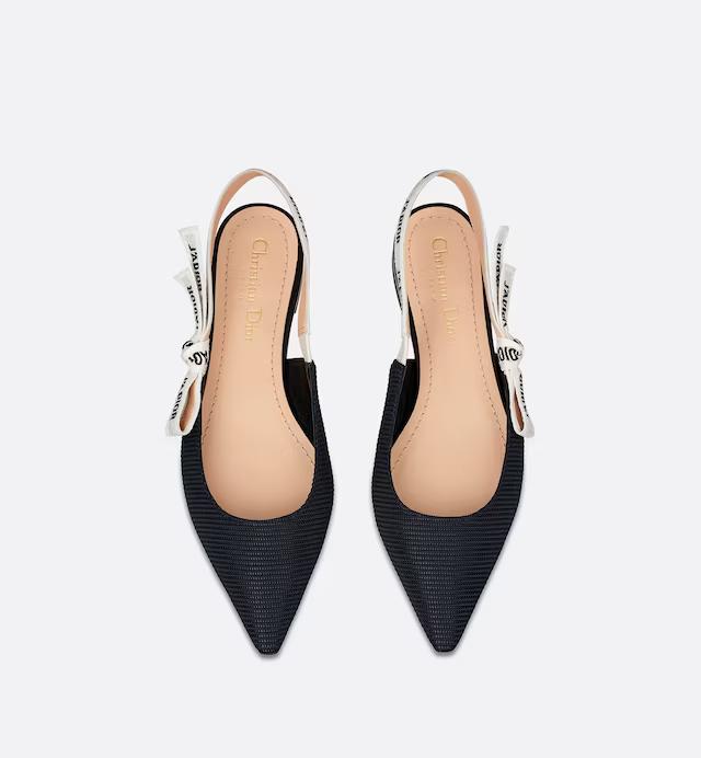 Giày Dior J'Adior Slingback Flat Nữ Đen Trắng