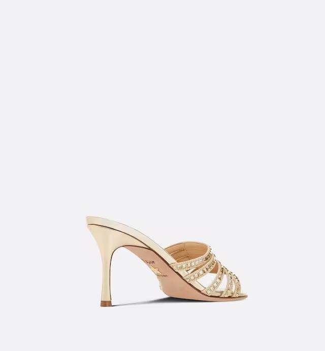 Giày Cao Gót Dior Gem Heeled Slide Nữ Vàng Gold