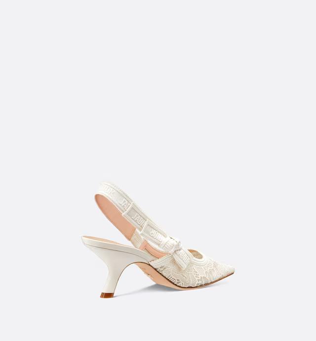 Giày Cao Gót Dior J'Adior Slingback Pump Nữ Trắng Lưới