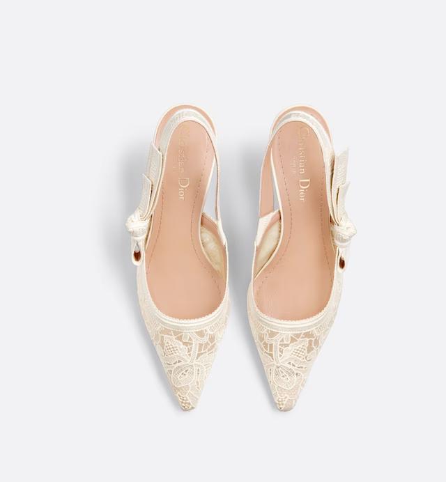 Giày Cao Gót Dior J'Adior Slingback Pump Nữ Trắng Lưới