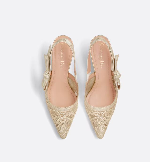 Giày Cao Gót Dior Or J'Adior Slingback Pump Nữ Vàng Lưới