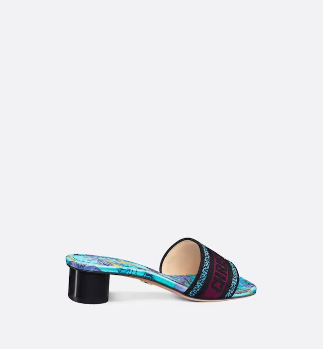 Guốc Dior Dway Heeled Slide Nữ Xanh Dương Họa Tiết