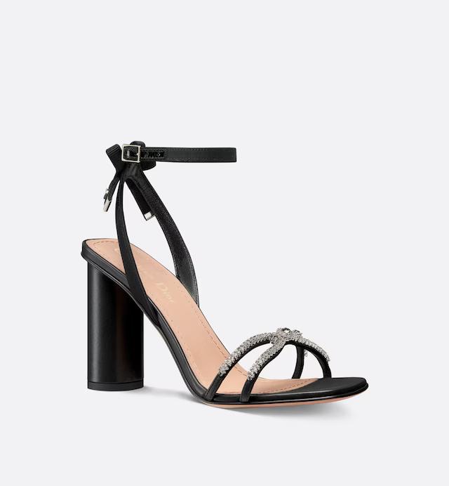 Giày Cao Gót Dior Sunset Heeled Sandal Nữ Đen Bạc