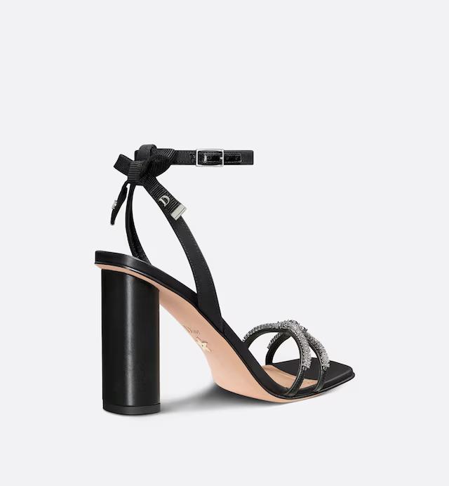 Giày Cao Gót Dior Sunset Heeled Sandal Nữ Đen Bạc