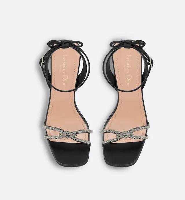 Giày Cao Gót Dior Sunset Heeled Sandal Nữ Đen Bạc