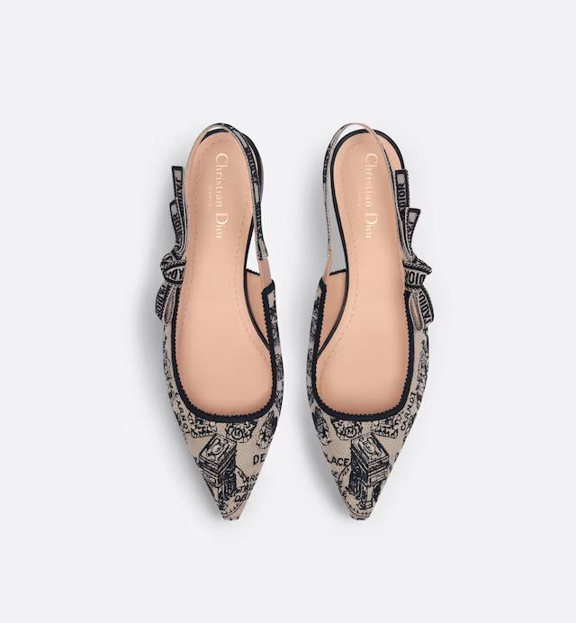 Giày Dior J'Adior Slingback Flat Nữ Đen Be