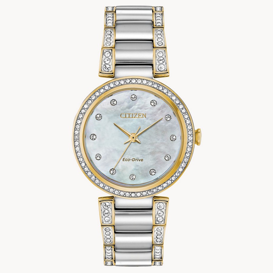 Đồng Hồ Citizen Silhouette Crystal Nữ Bạc Vàng Pha Lê