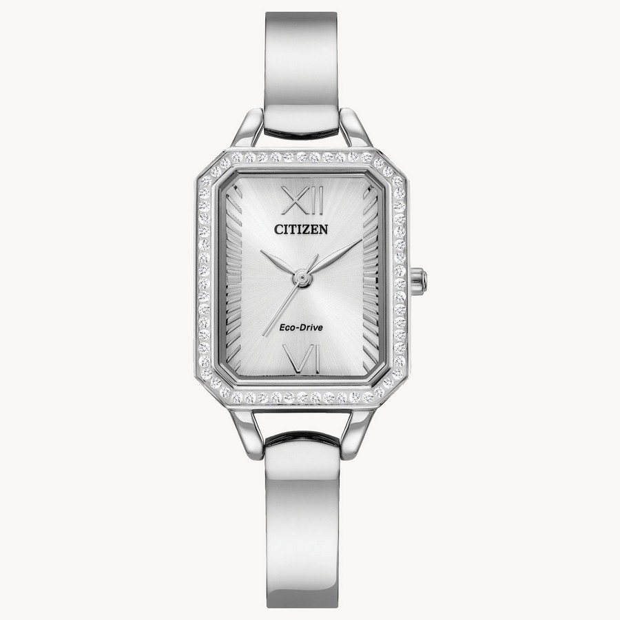 Đồng Hồ Citizen Silhouette Crystal Nữ Bạc Hình Chữ Nhật