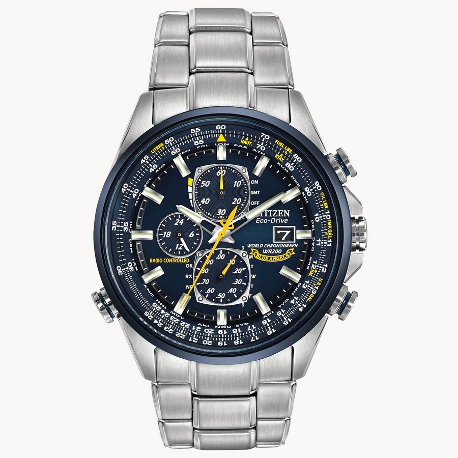 Đồng Hồ Citizen World Chronograph A-T Nam Xanh Dương Bạc