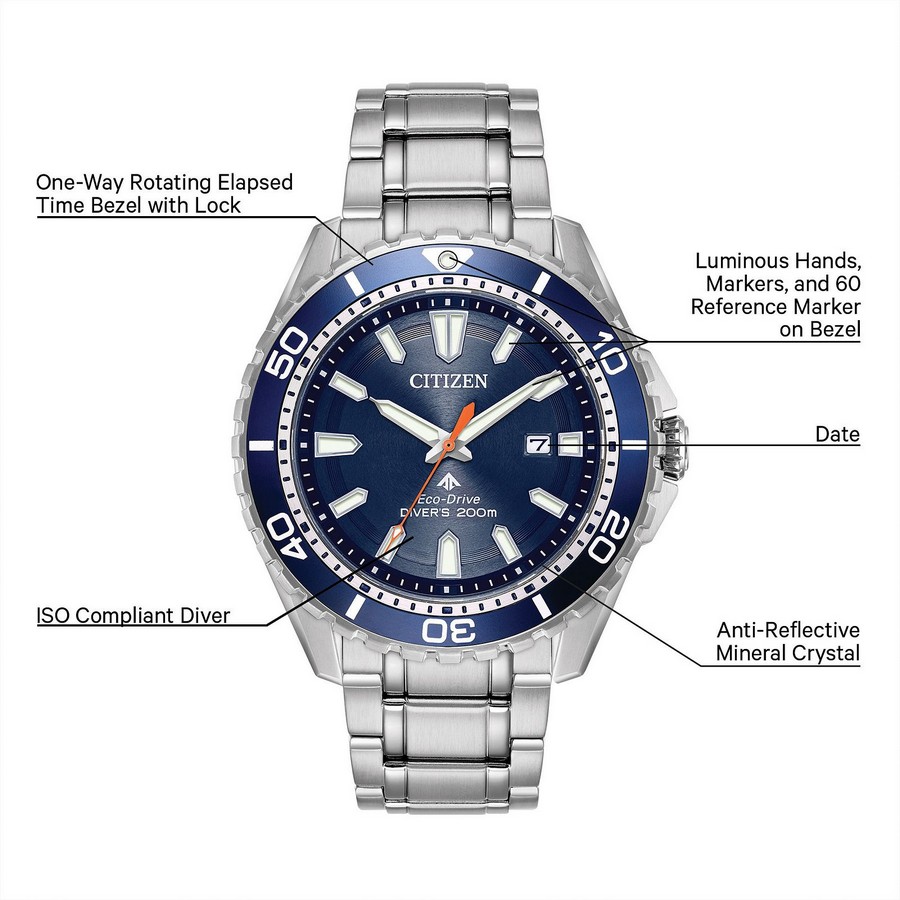 Đồng Hồ Citizen Promaster Dive Nam Bạc Xanh Biển